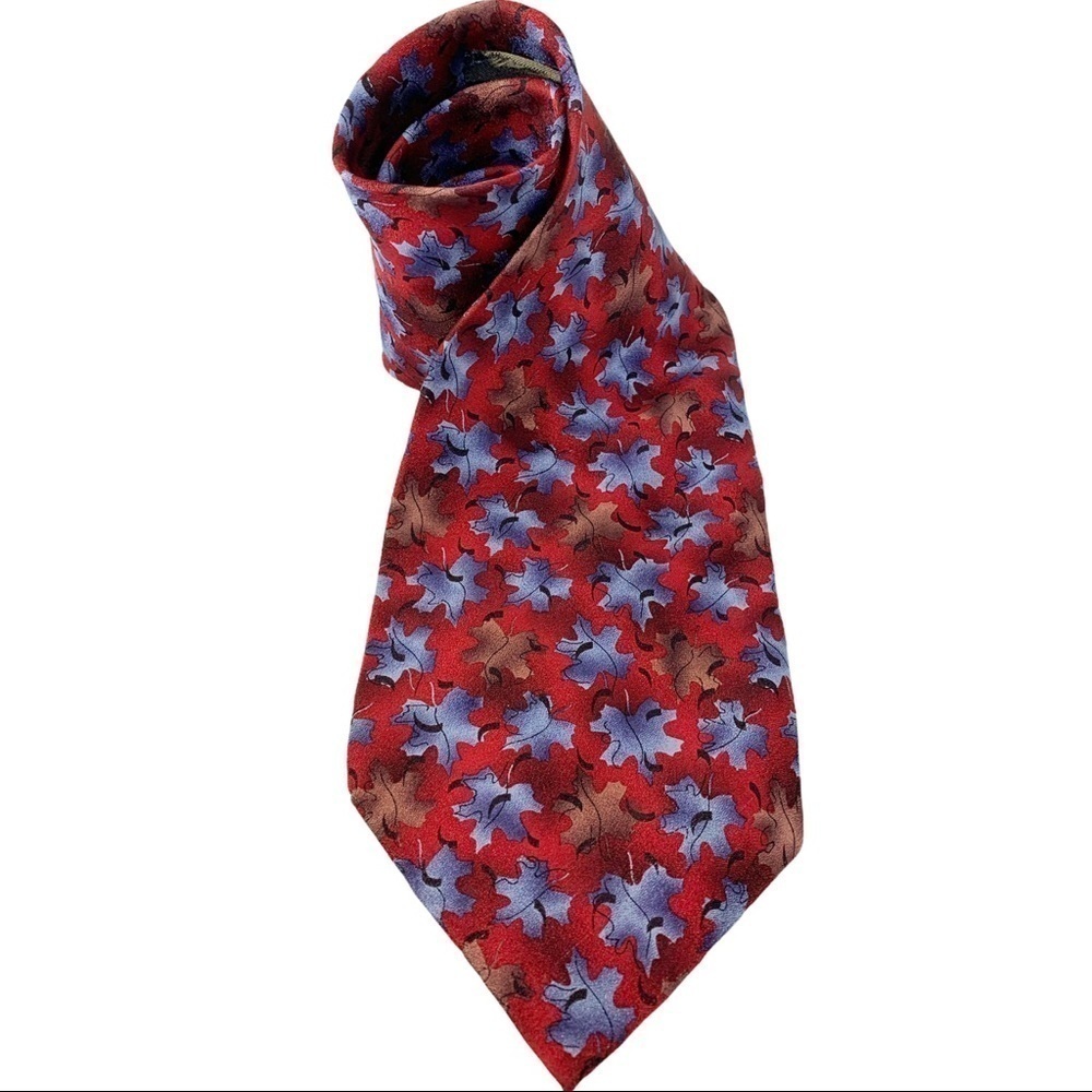 🌸Red Blue Japanese Maple 100% Silk Tie